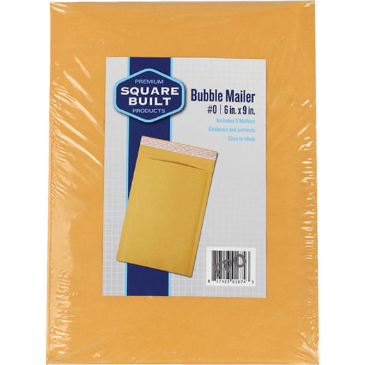 Square Built 6 In. x 9 In. #0 Bubble Mailer (5-Pack)