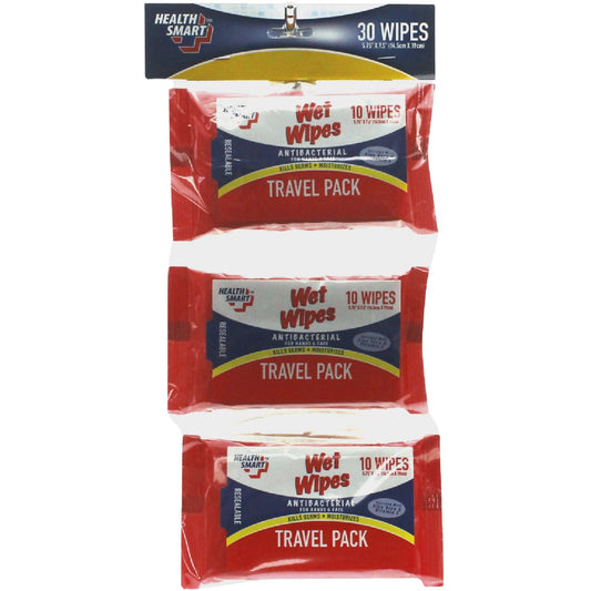Health Smart Antibacterial Hand Cleaning Wipe 3-Travel Pack (10-Count Each)