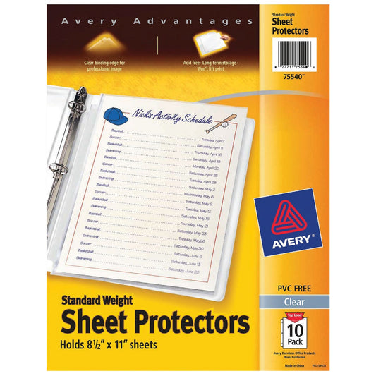 Avery Products 8-1/2 In. x 11 In. Top Loadin Clear Standard Weight Sheet Protector (10-Pack)