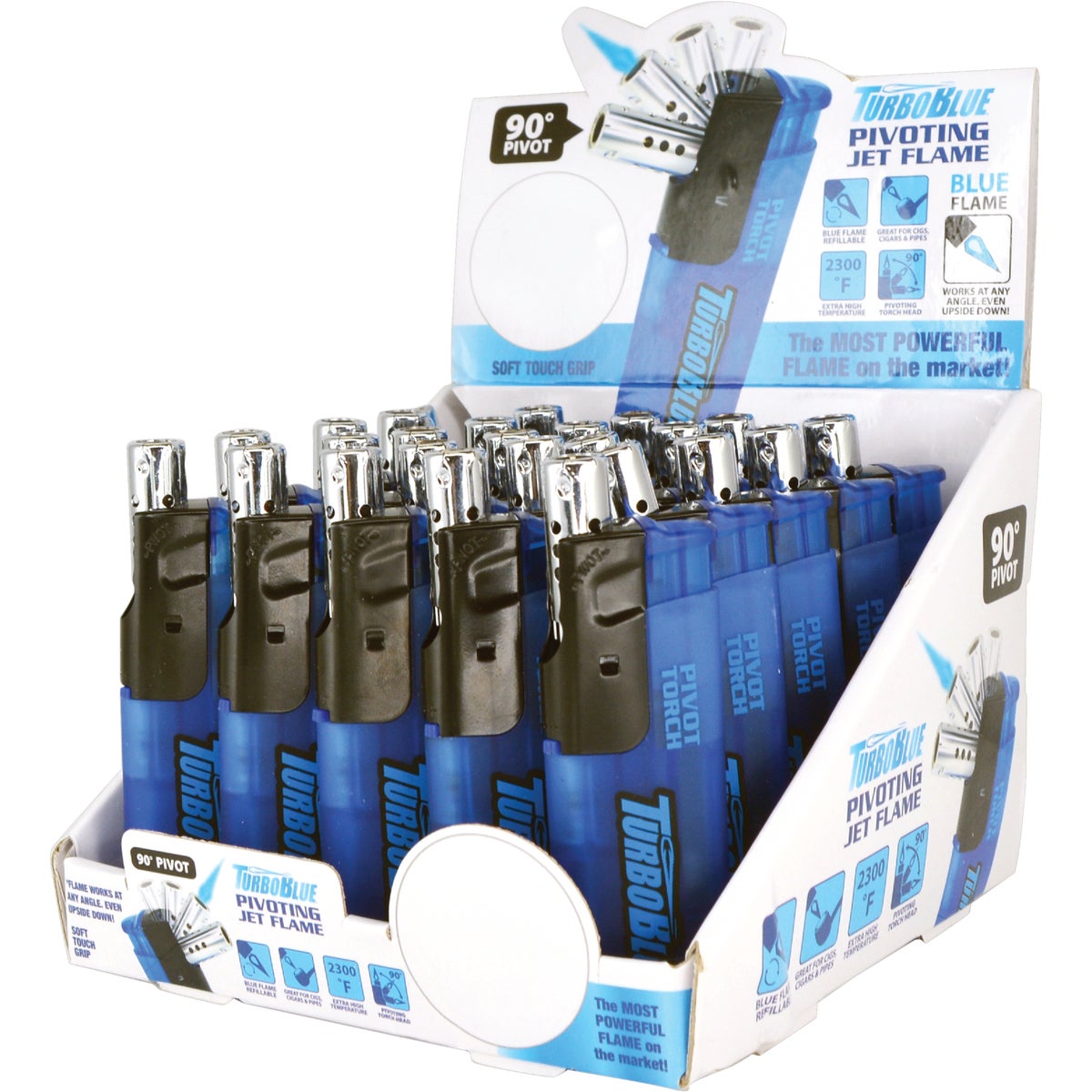 Turbo Blue Refillable Pivoting Butane Lighter