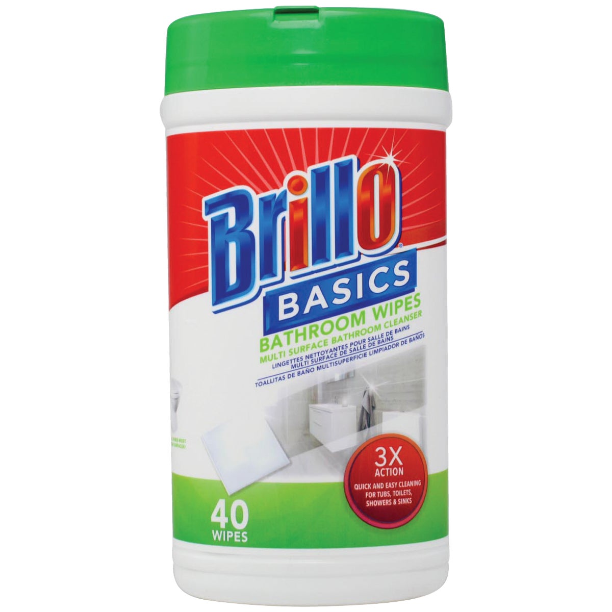 Brillo Basics Unscented Multi Surface Bathroom Wipes (40-Count)