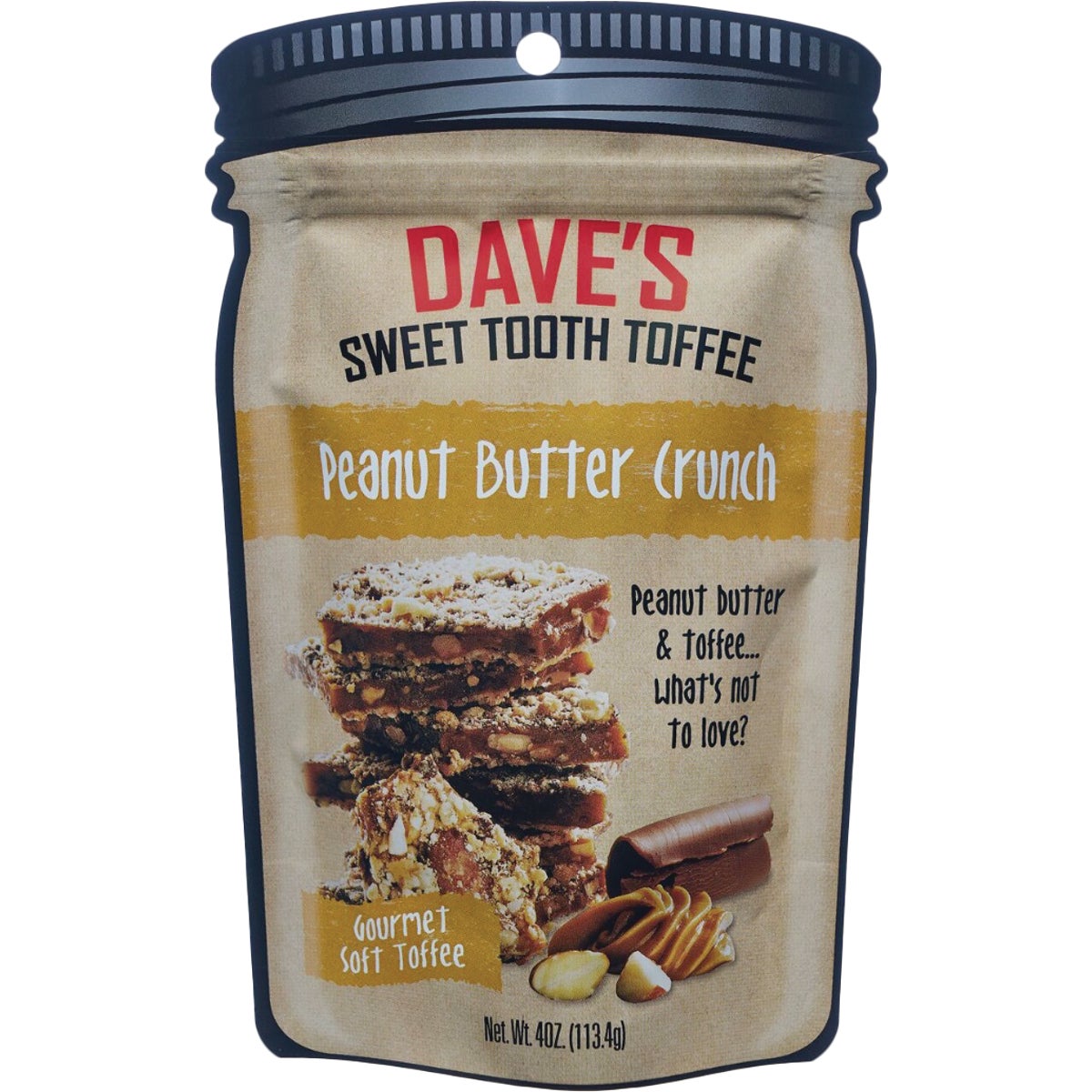 Dave's Sweet Tooth 4 Oz. Peanut Butter Crunch Gourmet Soft Toffee