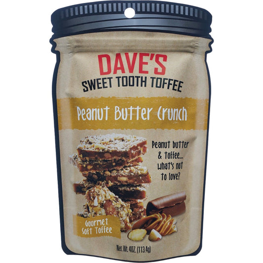 Dave's Sweet Tooth 4 Oz. Peanut Butter Crunch Gourmet Soft Toffee