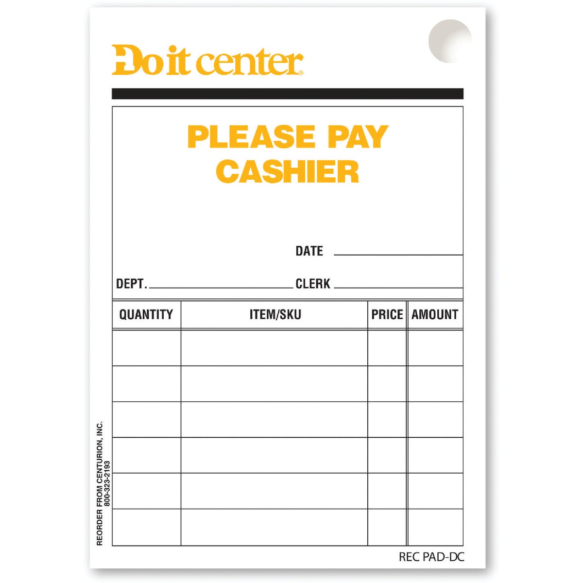 Centurion 3 In. x 4-1/4 In. 50 sheets Receipt Pad
